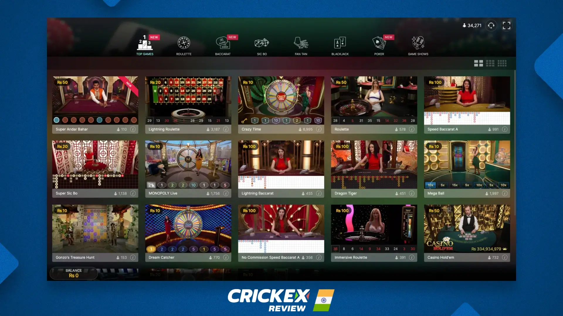 Crickex casino offers a lot of entertainment, including roulette, blackjack, baccarat and others