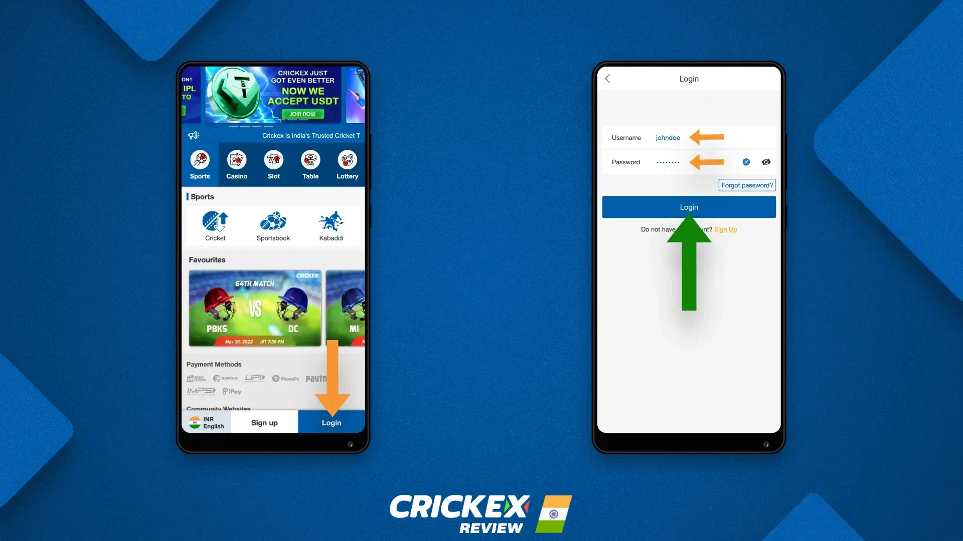 How to log in to your Crickex account via the mobile app