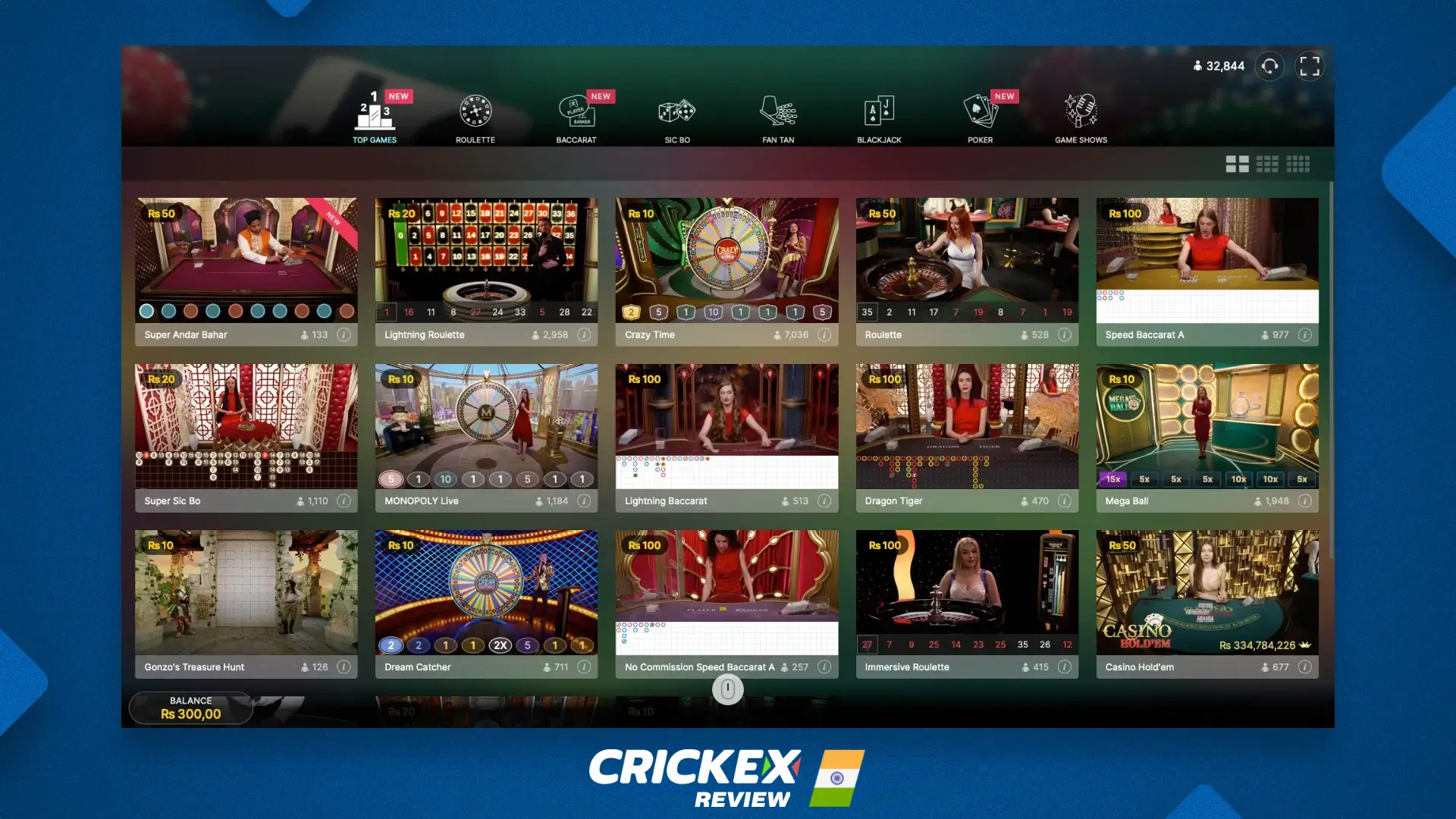 Crickex ऑनलाइन कैसीनो में सबसे लोकप्रिय खेल