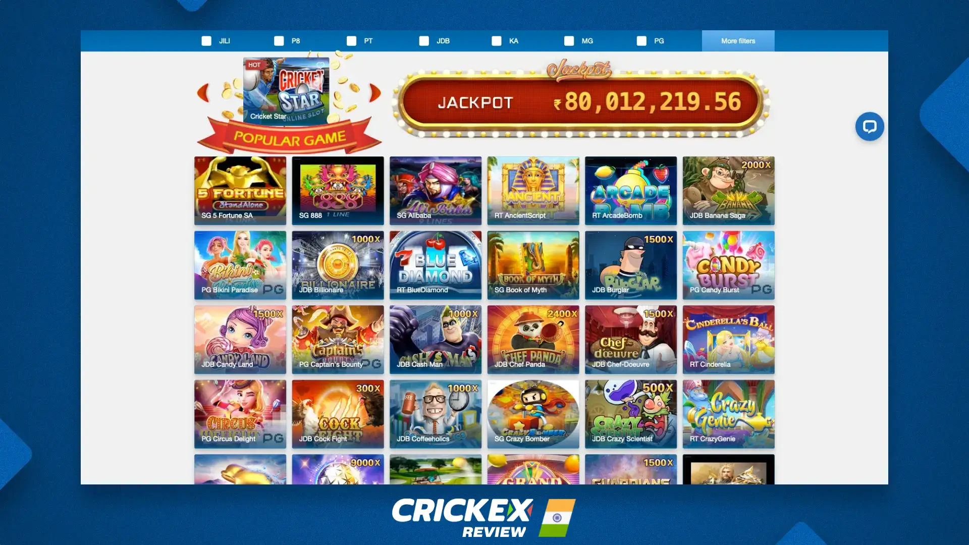 Play online slots Crickex and win big money